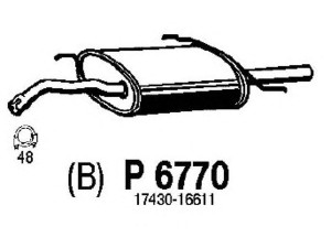 FENNO P6770 galinis duslintuvas 
 Išmetimo sistema -> Duslintuvas
17430-16610, 17430-16611, 17430-16620