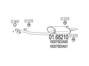 MTS 01.68210 galinis duslintuvas 
 Išmetimo sistema -> Duslintuvas
18307SD2A00, 18307SD2A01, 18307SD2A02