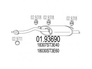 MTS 01.93690 galinis duslintuvas 
 Išmetimo sistema -> Duslintuvas
18030ST3E40HE, 18030ST3E60, 18307ST3E40