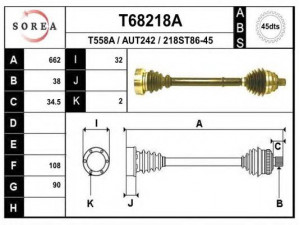 EAI T68218A kardaninis velenas 
 Ratų pavara -> Kardaninis velenas
4A0407272AF, 4A0407272B, 4A0407272CQ