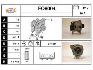 SNRA FO8004 kintamosios srovės generatorius
94AB10300BA, 94FB10300AA, 94FB10300AB