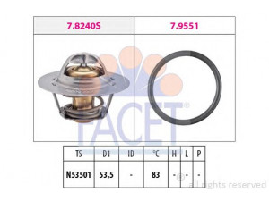 FACET 7.8654 termostatas, aušinimo skystis 
 Aušinimo sistema -> Termostatas/tarpiklis -> Thermostat