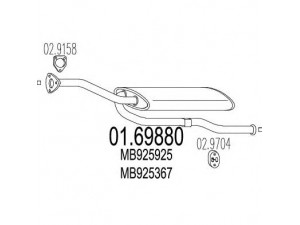 MTS 01.69880 galinis duslintuvas 
 Išmetimo sistema -> Duslintuvas
MB925367, MB925925