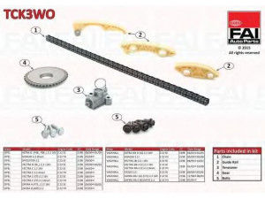 FAI AutoParts TCK3WO pavaros grandinės komplektas 
 Variklis -> Variklio uždegimo laiko reguliavimo kontrolė -> Sinchronizavimo grandinė/įtempiklis/kreiptuvas -> Pavaros grandinės komplektas
90537370