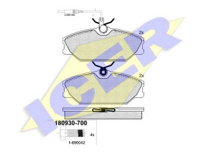 ICER 180930-700 stabdžių trinkelių rinkinys, diskinis stabdys 
 Techninės priežiūros dalys -> Papildomas remontas
41 06 015 31R, 60 00 008 895, 77 01 203 730