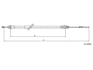 CABOR 11.5590 trosas, stovėjimo stabdys 
 Stabdžių sistema -> Valdymo svirtys/trosai
3L842853AA, 4532485, YL8Z2853AA