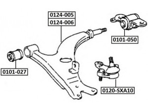 ASVA 0101-027 valdymo svirties/išilginių svirčių įvorė 
 Ašies montavimas/vairavimo mechanizmas/ratai -> Valdymo svirtis/pasukamosios svirties sujungimas -> Montavimas/sutvirtinimas
48654-42010, 48654-42020