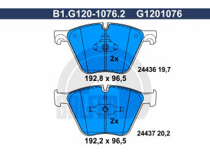 GALFER B1.G120-1076.2 stabdžių trinkelių rinkinys, diskinis stabdys 
 Techninės priežiūros dalys -> Papildomas remontas
34 11 6 783 554, 34 11 6 792 874
