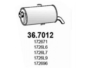 ASSO 36.7012 galinis duslintuvas 
 Išmetimo sistema -> Duslintuvas
172671, 172678, 172690, 172696