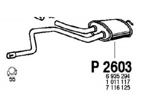 FENNO P2603 galinis duslintuvas 
 Išmetimo sistema -> Duslintuvas
1011117, 5031120, 6935294, 7116125