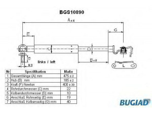 BUGIAD BGS10890 dujinė spyruoklė, bagažinė 
 Priedai -> Bagažinė/pakrovimo skyrius
68960-19705