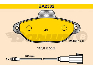 BARUM BA2302 stabdžių trinkelių rinkinys, diskinis stabdys 
 Techninės priežiūros dalys -> Papildomas remontas
77364635, 77365816, 1559698, 1669578