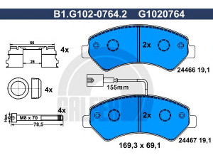 GALFER B1.G102-0764.2 stabdžių trinkelių rinkinys, diskinis stabdys 
 Techninės priežiūros dalys -> Papildomas remontas
4253 74, 4254 63, 77364015, 77364318