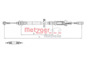 METZGER 1171.7 trosas, stovėjimo stabdys 
 Stabdžių sistema -> Valdymo svirtys/trosai
1308638080, 4745.G2