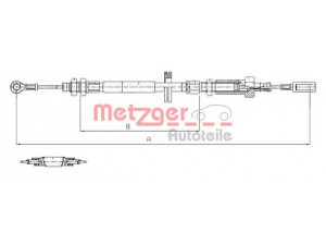 METZGER 1171.7 trosas, stovėjimo stabdys 
 Stabdžių sistema -> Valdymo svirtys/trosai
1308638080, 4745.G2