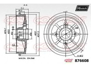 MAXTECH 876608.0000 stabdžių būgnas 
 Stabdžių sistema -> Būgninis stabdys -> Stabdžių būgnas
4247 41, 4247 45, 4247 47