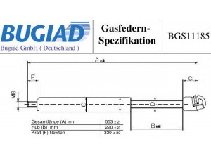 BUGIAD BGS11185 dujinė spyruoklė, gaubtas 
 Kėbulas -> Dujinės spyruoklės
164 880 00 29