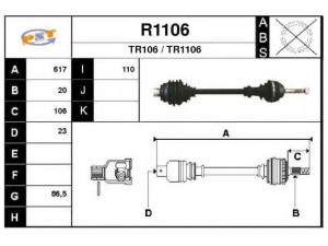 SNRA R1106 kardaninis velenas
7701348099, 7701498784