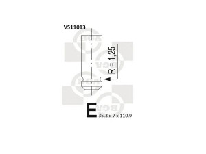BGA V511013 įleidimo vožtuvas 
 Variklis -> Variklio uždegimo laiko reguliavimo kontrolė -> Vožtuvų eilė -> Vožtuvai/dalys
7700110387, 1320100QAC, 1320100QAM