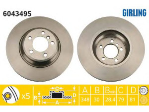 GIRLING 6043495 stabdžių diskas 
 Stabdžių sistema -> Diskinis stabdys -> Stabdžių diskas
34116750267, 34116864057