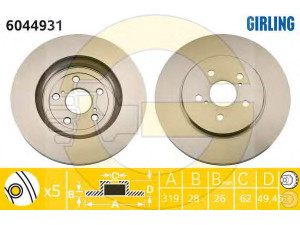 GIRLING 6044931 stabdžių diskas 
 Stabdžių sistema -> Diskinis stabdys -> Stabdžių diskas
435120E010, 4351248080, 4351248081