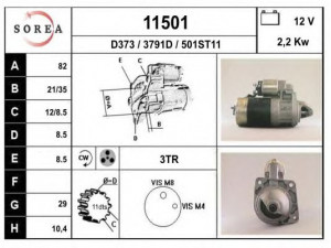EAI 11501 starteris 
 Elektros įranga -> Starterio sistema -> Starteris
60512969