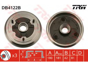 TRW DB4122B stabdžių būgnas 
 Stabdžių sistema -> Būgninis stabdys -> Stabdžių būgnas
7701460327