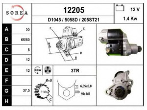 EAI 12205 starteris 
 Elektros įranga -> Starterio sistema -> Starteris
NAD101180, NAD180101