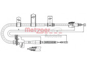 METZGER 17.6021 trosas, stovėjimo stabdys 
 Stabdžių sistema -> Valdymo svirtys/trosai
5976007310