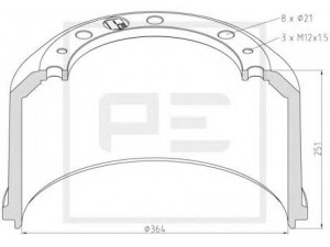 PE Automotive 016.524-00A stabdžių būgnas 
 Stabdžių sistema -> Būgninis stabdys -> Stabdžių būgnas
677 421 03 01, 677 423 03 01