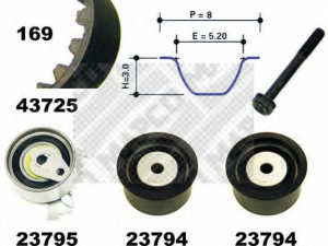 MAPCO 23725 paskirstymo diržo komplektas 
 Techninės priežiūros dalys -> Papildomas remontas
1 606 191, 1 606 192, 93 174 260
