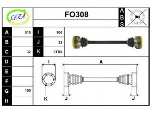 SERA FO308 kardaninis velenas 
 Ratų pavara -> Kardaninis velenas
1579854, 5018712, 72GG4234BA, 78GG4234AA