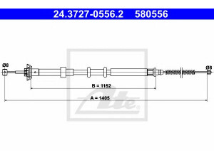 ATE 24.3727-0556.2 trosas, stovėjimo stabdys 
 Stabdžių sistema -> Valdymo svirtys/trosai
51708686