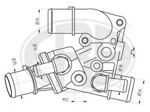 ERA 350097 termostatas, aušinimo skystis 
 Aušinimo sistema -> Termostatas/tarpiklis -> Thermostat
46466123