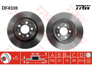 TRW DF4338 stabdžių diskas 
 Dviratė transporto priemonės -> Stabdžių sistema -> Stabdžių diskai / priedai
31423152, 8624926, 86249260