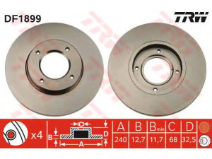 TRW DF1899 stabdžių diskas 
 Stabdžių sistema -> Diskinis stabdys -> Stabdžių diskas
GBD90808, NAM4157, GBD90808, GBD90812