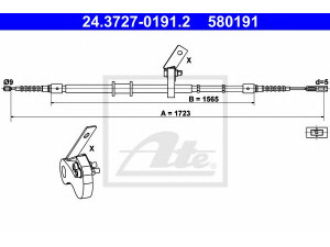 ATE 24.3727-0191.2 trosas, stovėjimo stabdys 
 Stabdžių sistema -> Valdymo svirtys/trosai
8A0 609 701 A
