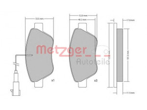 METZGER 1170296 stabdžių trinkelių rinkinys, diskinis stabdys 
 Techninės priežiūros dalys -> Papildomas remontas
77362091, 77362194, 77362548, 77363942
