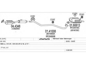MTS C200105000167 išmetimo sistema 
 Išmetimo sistema -> Išmetimo sistema, visa