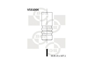 BGA V531004 išleidimo vožtuvas 
 Variklis -> Variklio uždegimo laiko reguliavimo kontrolė -> Vožtuvų eilė -> Vožtuvai/dalys
949.96, 9624774580