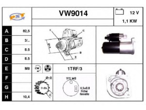 SNRA VW9014 starteris 
 Elektros įranga -> Starterio sistema -> Starteris
001911023