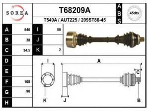 EAI T68209A kardaninis velenas
441407271AA, 441407271M