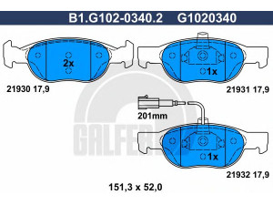 GALFER B1.G102-0340.2 stabdžių trinkelių rinkinys, diskinis stabdys 
 Techninės priežiūros dalys -> Papildomas remontas
71752989, 77362199, 77362351, 9947118