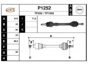 SNRA P1252 kardaninis velenas 
 Ratų pavara -> Kardaninis velenas
3272K1, 3272K5