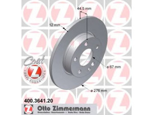 ZIMMERMANN 400.3641.20 stabdžių diskas 
 Stabdžių sistema -> Diskinis stabdys -> Stabdžių diskas
169 421 0012