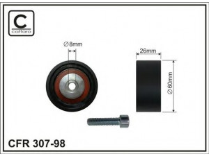 CAFFARO 307-98 kreipiantysis skriemulys, V formos rumbuotas diržas 
 Diržinė pavara -> V formos rumbuotas diržas/komplektas -> Laisvasis/kreipiamasis skriemulys
98448218, 45 00 955, 91 61 255