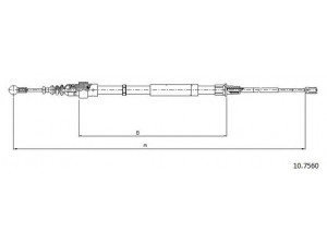 CABOR 10.7560 trosas, stovėjimo stabdys 
 Stabdžių sistema -> Valdymo svirtys/trosai
8N0609721F, 8N0609721F