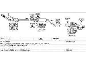 MTS C380727007619 išmetimo sistema 
 Išmetimo sistema -> Išmetimo sistema, visa