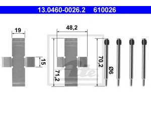 ATE 13.0460-0026.2 priedų komplektas, diskinių stabdžių trinkelės 
 Stabdžių sistema -> Diskinis stabdys -> Stabdžių dalys/priedai
000 421 02 91, 000 991 03 60