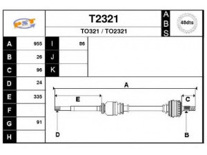 SNRA T2321 kardaninis velenas 
 Ratų pavara -> Kardaninis velenas
434100-5370